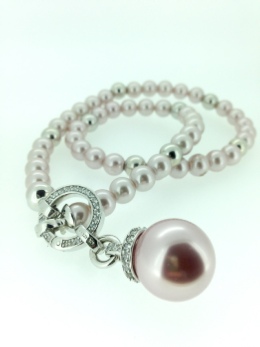 Zinzi Ladies Sale Silver Jewellery - Pink Synthetic Pearl Necklace with Pink Pearl Pendent - Zic402r, Zih459r, Zi356z