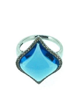 18ct White Gold, Blue Topaz, Diamond ring